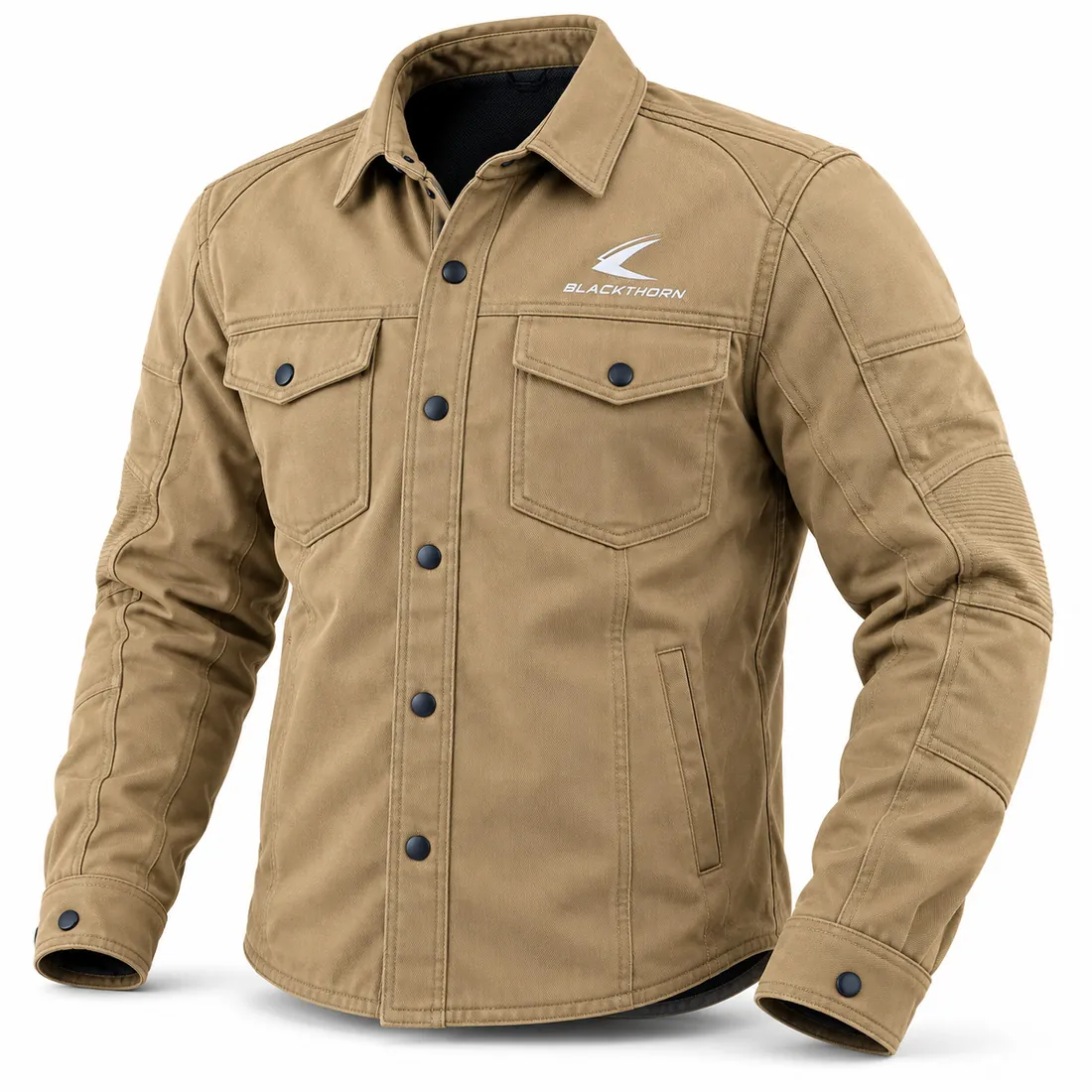 Tan Canvas Reinforced Riding Shirt — armoured hoodies & riding shirts by Blackthorn World