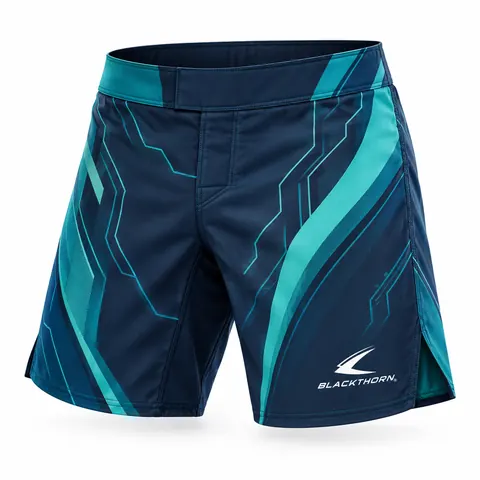 Teal Circuit MMA Fight Shorts — Fightwear · Fight shorts by Blackthorn World