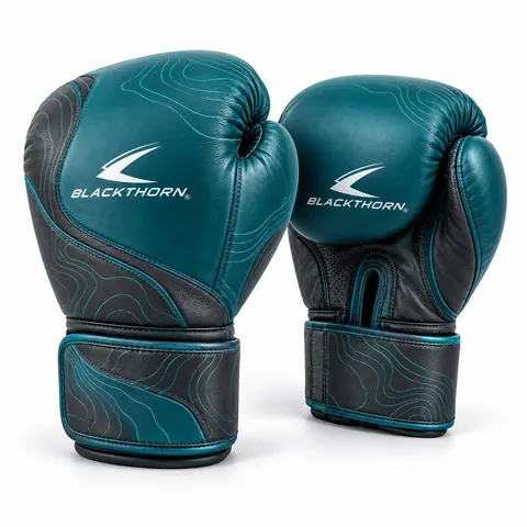 Teal Graphite Topo Boxing Gloves — Boxing gloves by Blackthorn World