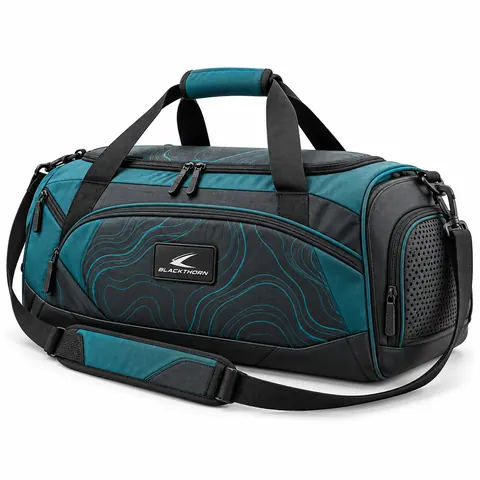 Teal Graphite Muay Thai Duffle — Duffle, kit & drawstring bags by Blackthorn World