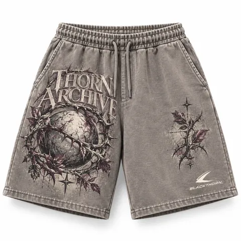 Thorn Archive Stone Heavyweight Jersey Shorts — Streetwear shorts by Blackthorn World