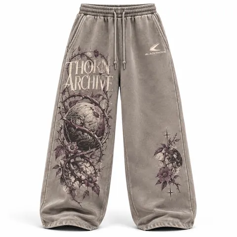 Thorn Archive Stone Wide-Leg Sweatpants — Sweatpants, cargo & denim trousers by Blackthorn World