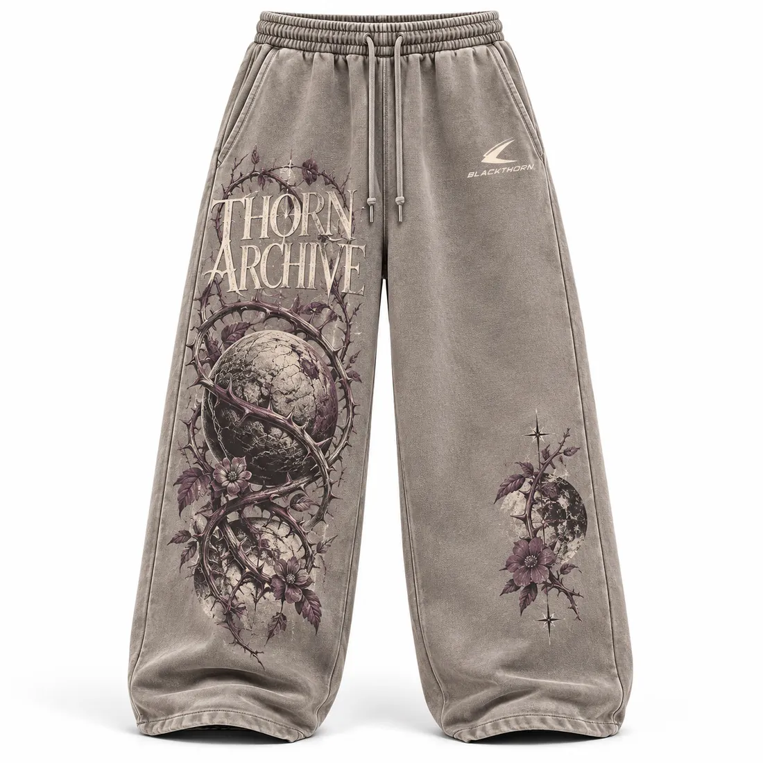 Thorn Archive Stone Wide-Leg Sweatpants — sweatpants, cargo & denim trousers by Blackthorn World