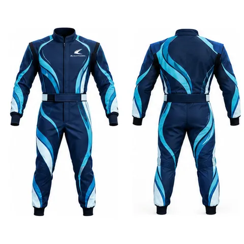 Tidal Navy Sweep Karting Suit — front and back