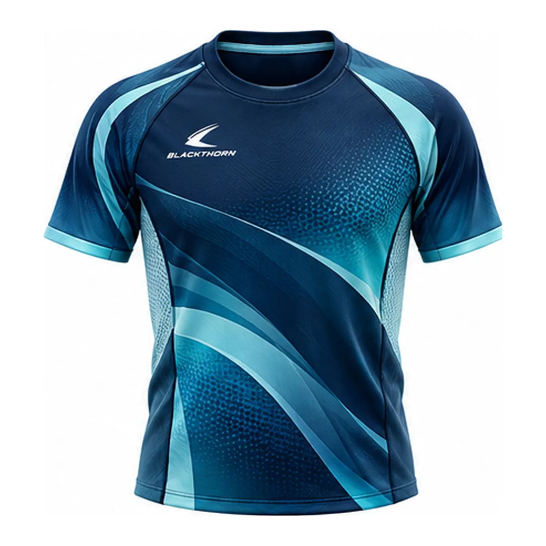 Tidal Navy & Teal Gradient Padel Jersey — Padel wear by Blackthorn World, front view