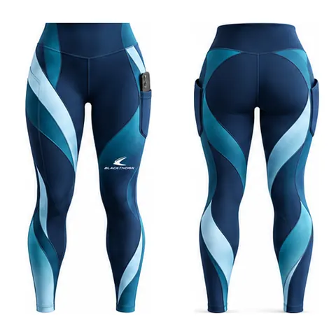 Tidal Spiral-Panel Training Leggings — front and back