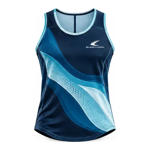 Tidal Wave-Print Racer Tank Top — Gym tank tops by Blackthorn World