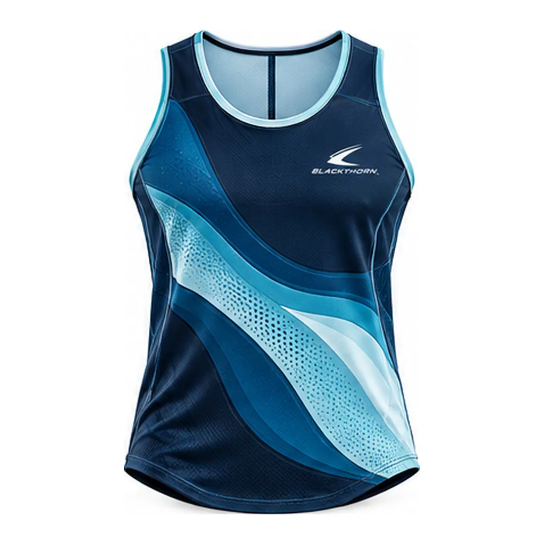 Tidal Wave-Print Racer Tank Top — Gym tank tops by Blackthorn World, front view