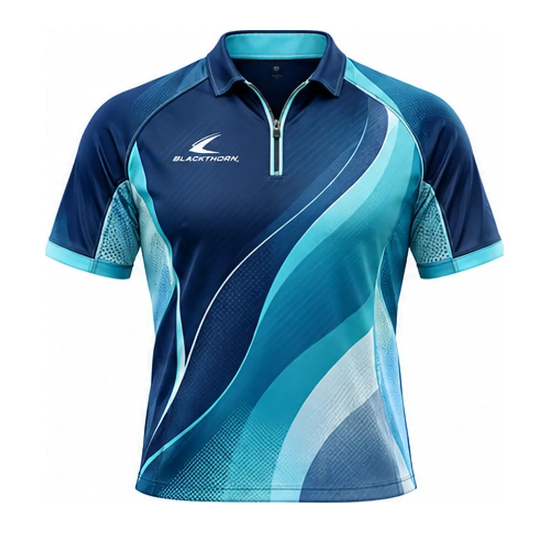 Tidal Wave Zip-Polo Pickleball Jersey — Pickleball wear by Blackthorn World, front view