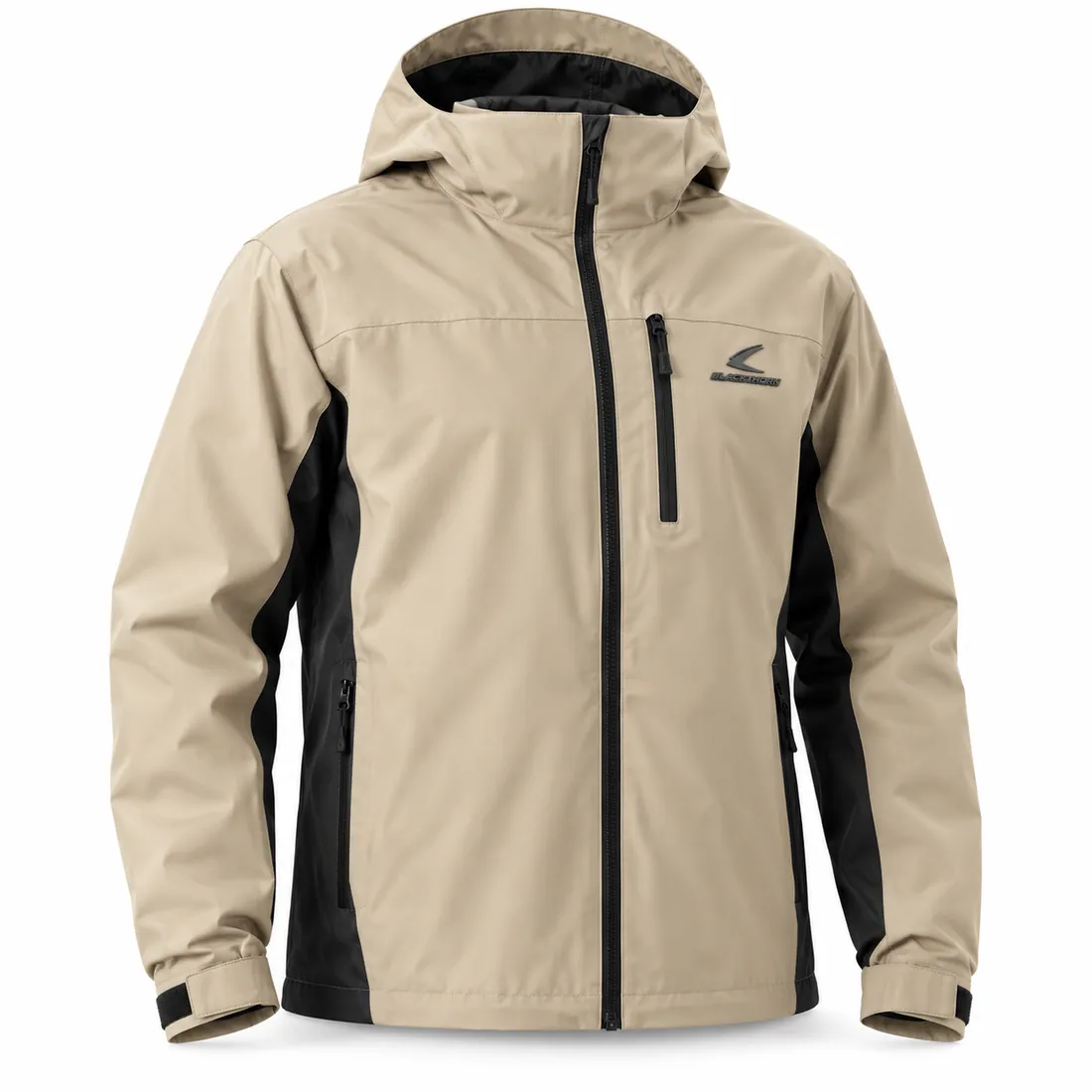 Two-Tone Hooded Rain Jacket — custom outerwear made to order by Blackthorn World