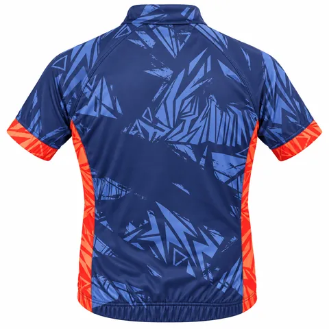 Union Jack Cycling Jersey, custom sublimated cycling jersey with navy and blue abstract graphics — back