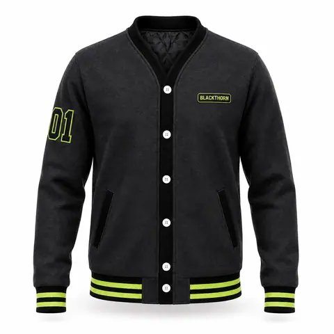 V-Neck Varsity Cardigan Jacket — custom streetwear by Blackthorn World