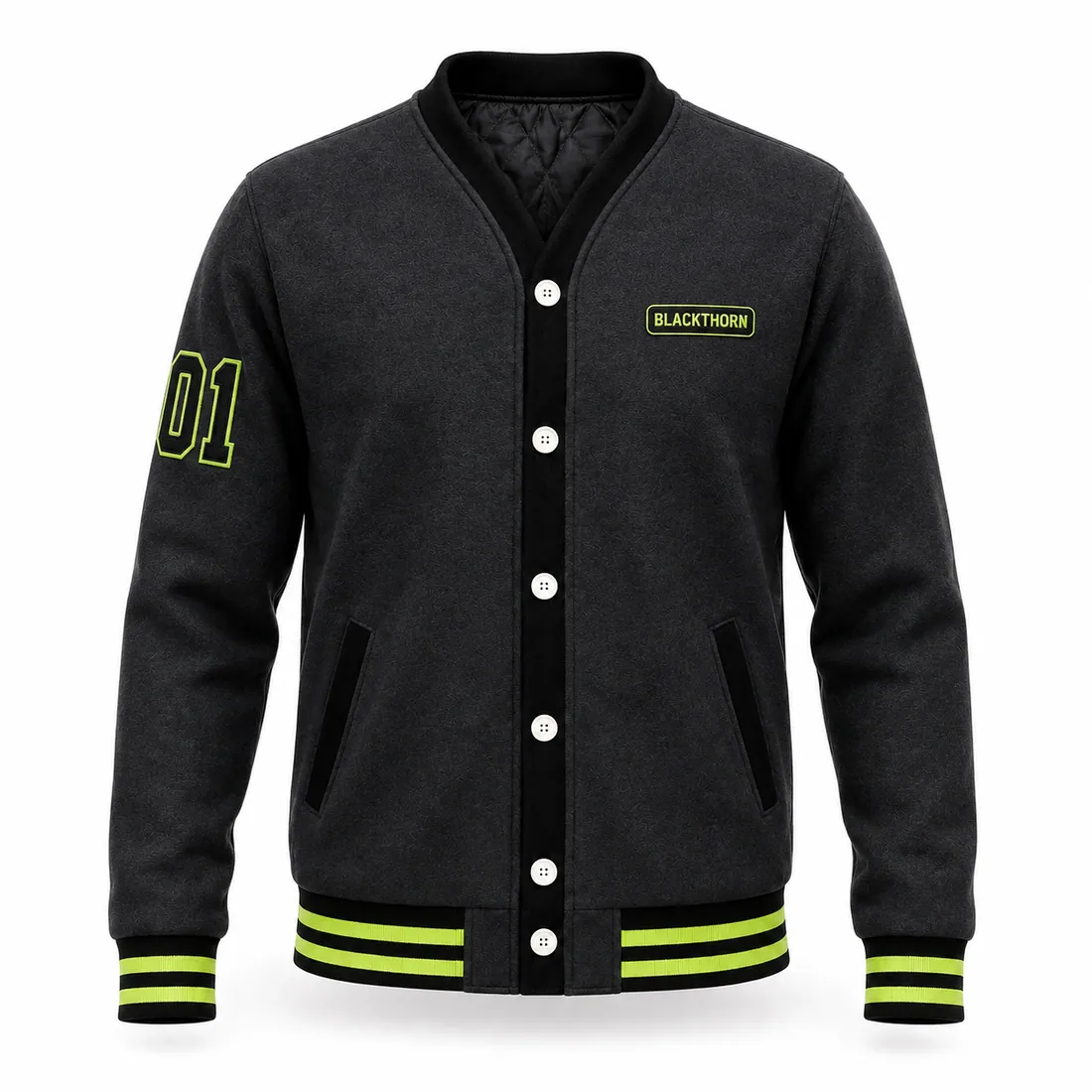 V-Neck Varsity Cardigan Jacket — custom streetwear made to order by Blackthorn World