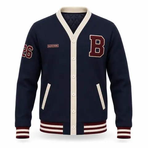 V-Neck Varsity Cardigan Jacket — view 2