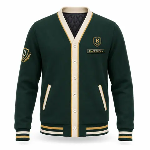 V-Neck Varsity Cardigan Jacket — view 3