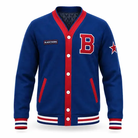 V-Neck Varsity Cardigan Jacket — view 4