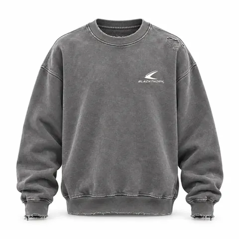 Vintage Grey Distressed Crewneck Sweatshirt — Streetwear · Hoodies & sweatshirts by Blackthorn World