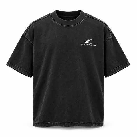 Washed Black Boxy Heavyweight T-Shirt — Streetwear · Graphic T-shirts by Blackthorn World