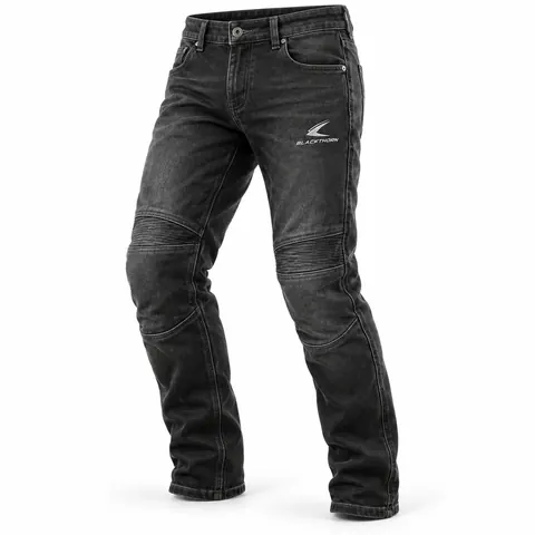 Washed Black Motorcycle Riding Jeans — Motorcycle jeans by Blackthorn World
