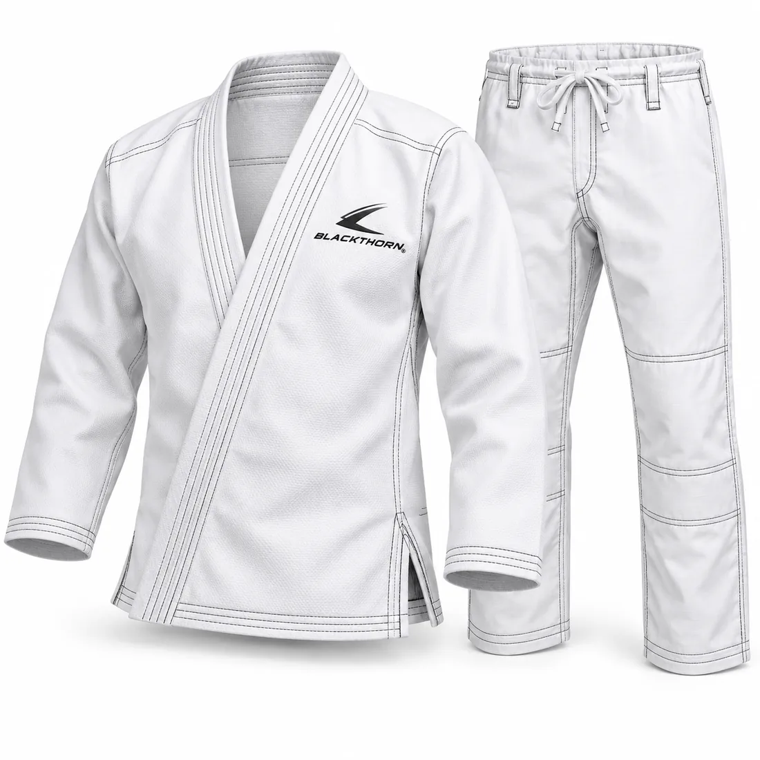 White Adult BJJ Gi — custom bjj gis by Blackthorn World