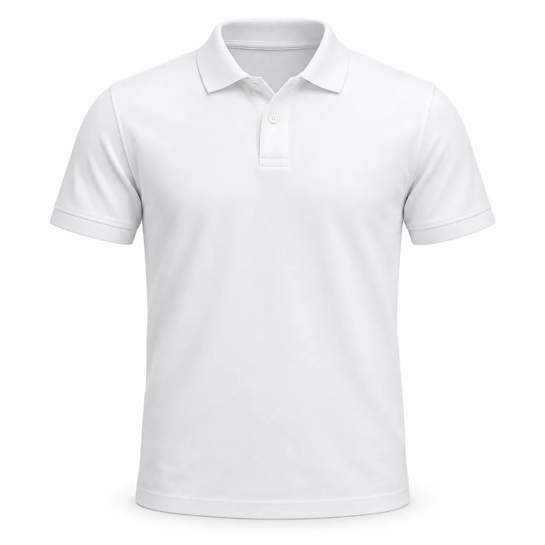 White blank piqué polo shirt with three-button placket, wholesale by Blackthorn World