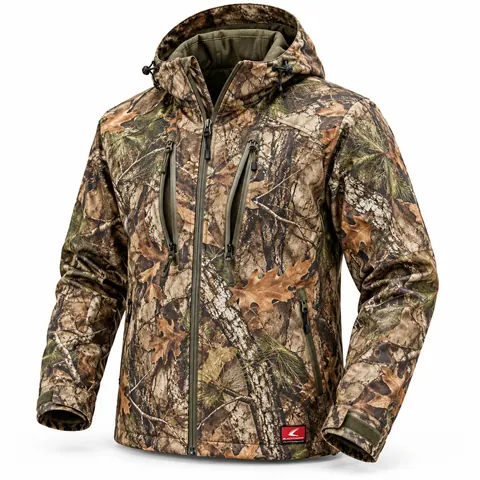 Woodland Camo Hooded Softshell Hunting Jacket — Hunting jackets & suits by Blackthorn World