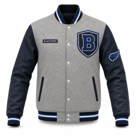 Wool and Leather Varsity Jacket — view 3