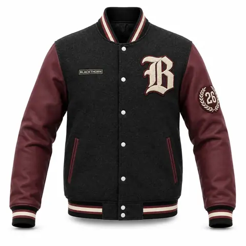 Wool and Leather Varsity Jacket — view 4