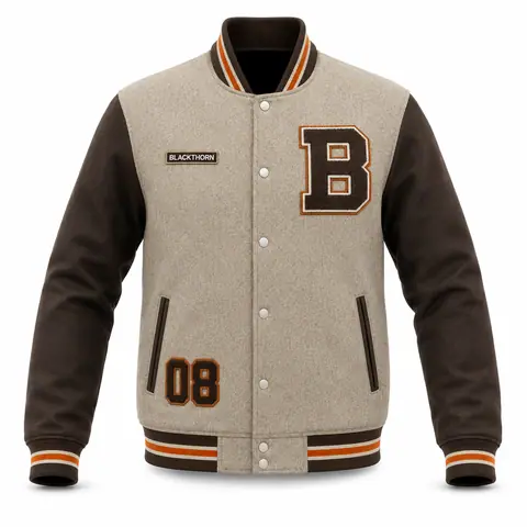 Wool and Leather Varsity Jacket — view 5